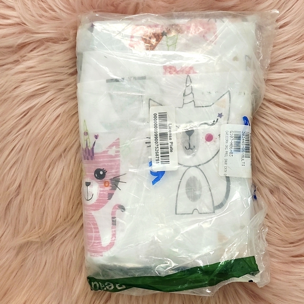 Brand New THE COMPANY STORE CATICORN CAT FABRIC SHOWER CURTAIN